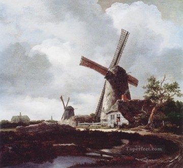Paisajes Painting - Paisaje de molinos Jacob Isaakszoon van Ruisdael río
